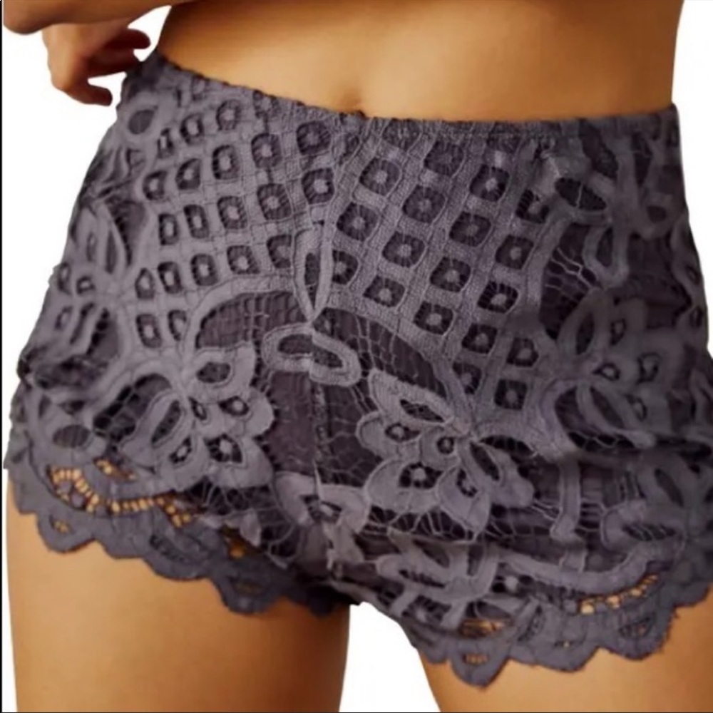 NWT Free People Adella Lace Shorts Charcoal Size Small